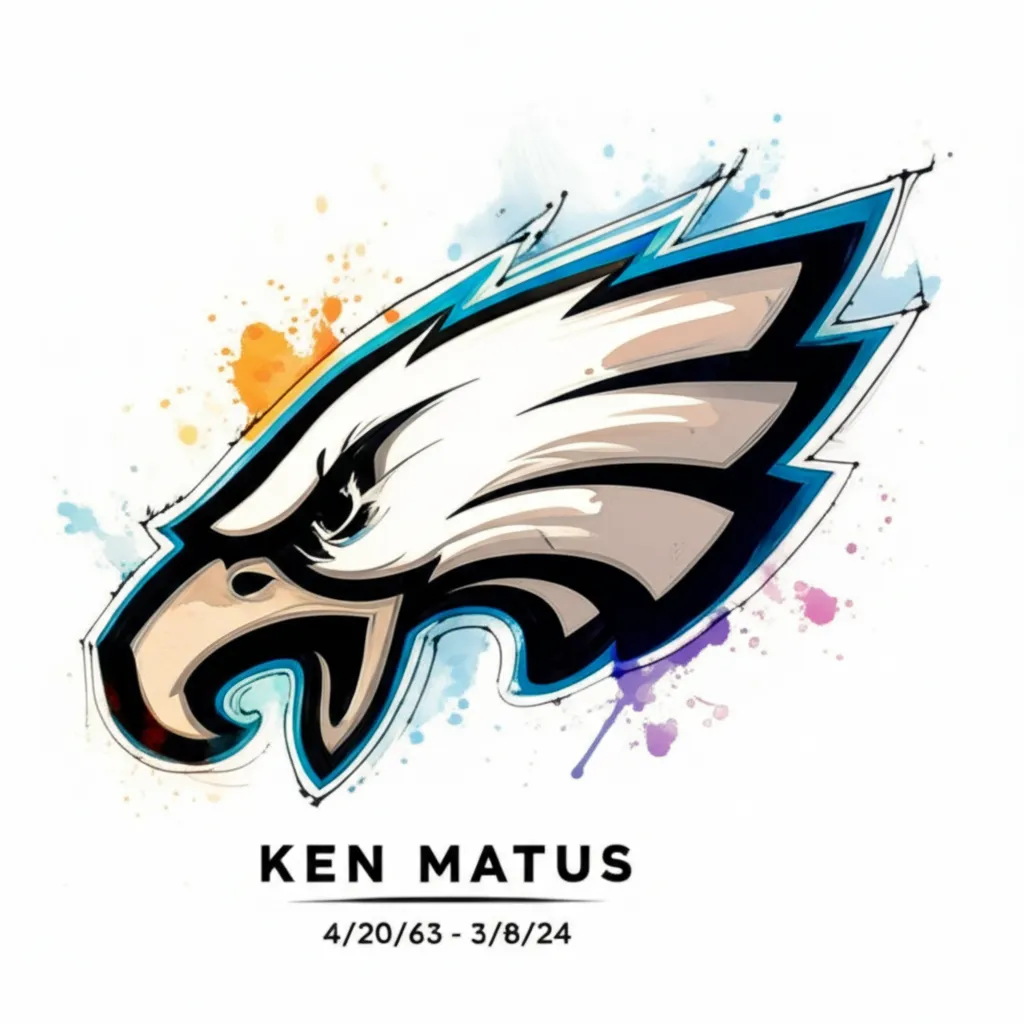 Watercolor Philadelphia Eagles Memorial Tattoo for Ken Matus