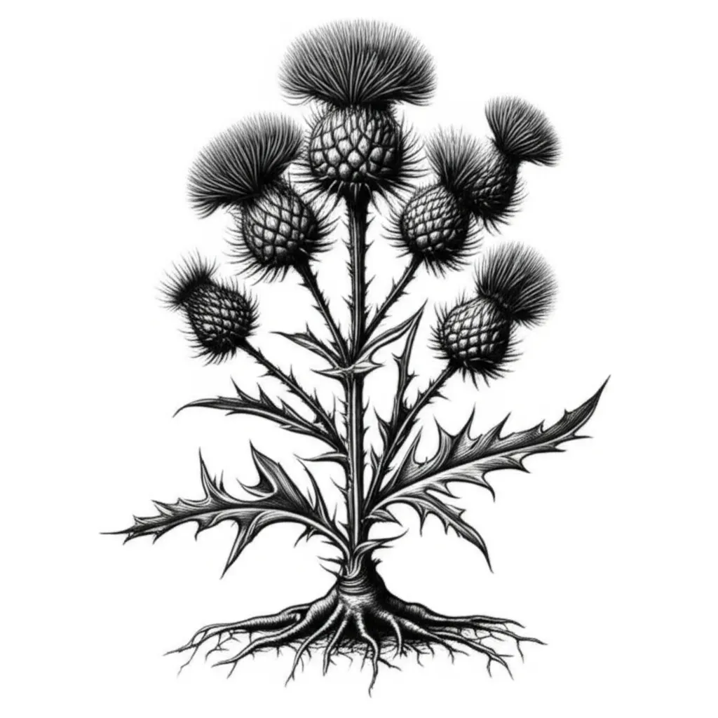 Illustrative Thistle Tattoo Design: Meaning and Ideas