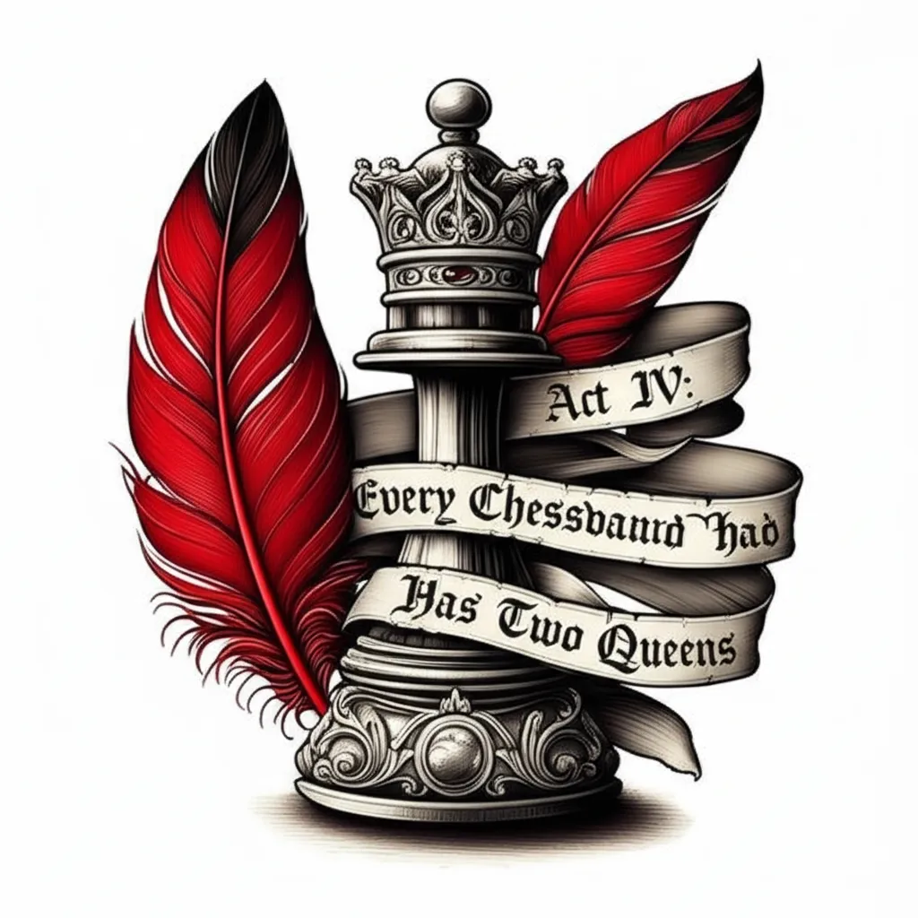 Gothic Queen Chess Piece & Red Feather Tattoo: Act IV Design