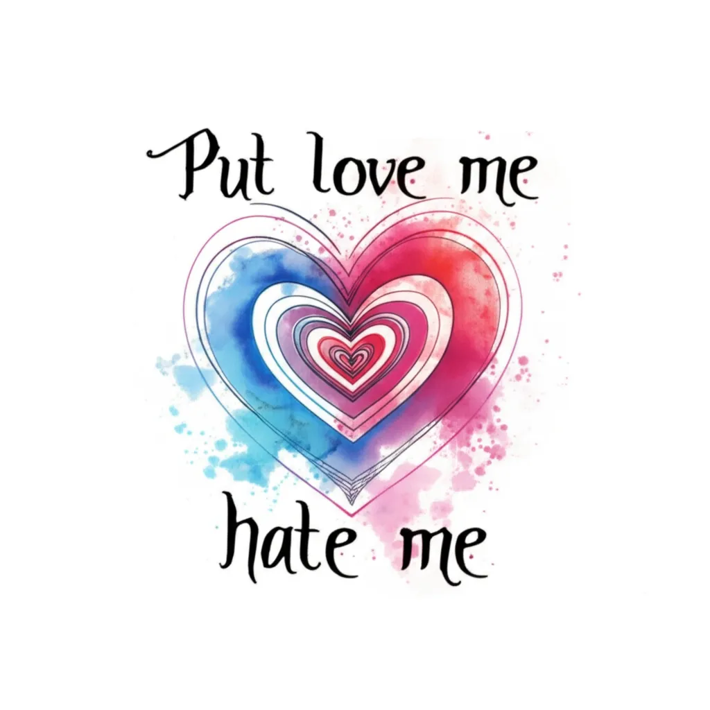 Love Me Hate Me Hypnotic Heart Watercolor Tattoo Idea