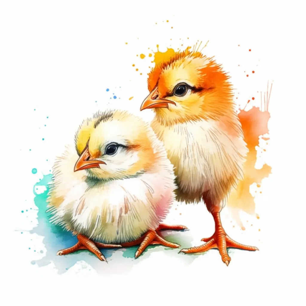 Watercolor Chicks Tattoo Design - Cute and Colorful Art