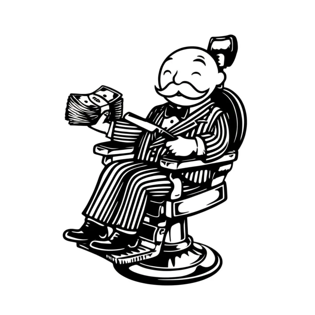 Monopoly Man Barber Tattoo in Graffiti Style - Get Rich or Die Styling