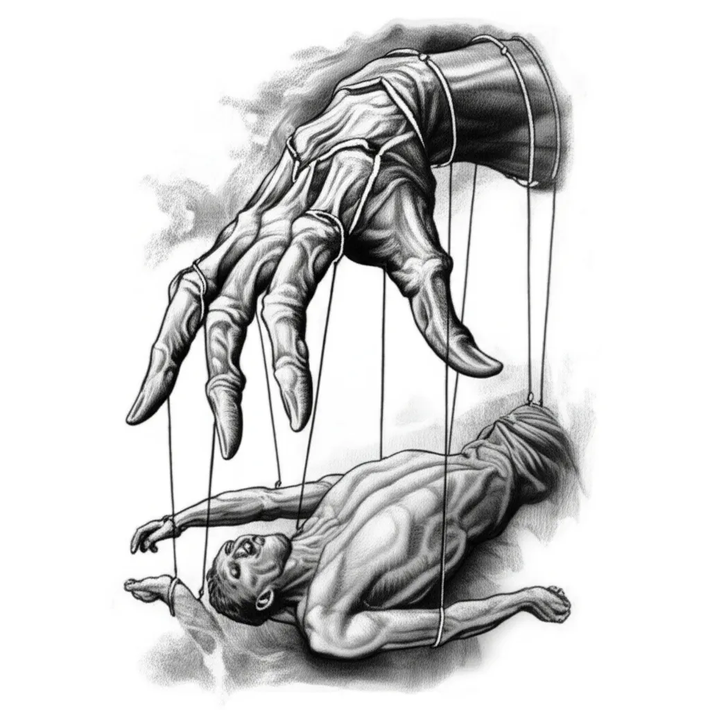 Illustrative Skeleton Hand Puppet Master Tattoo Design Illustrative Skeleton Hand Puppet Master Tattoo Design