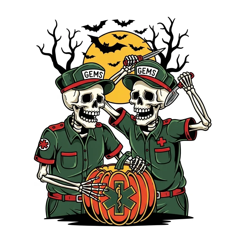 Old School Skeleton Paramedic Pumpkin Carving Tattoo Old School Skeleton Paramedic Pumpkin Carving Tattoo