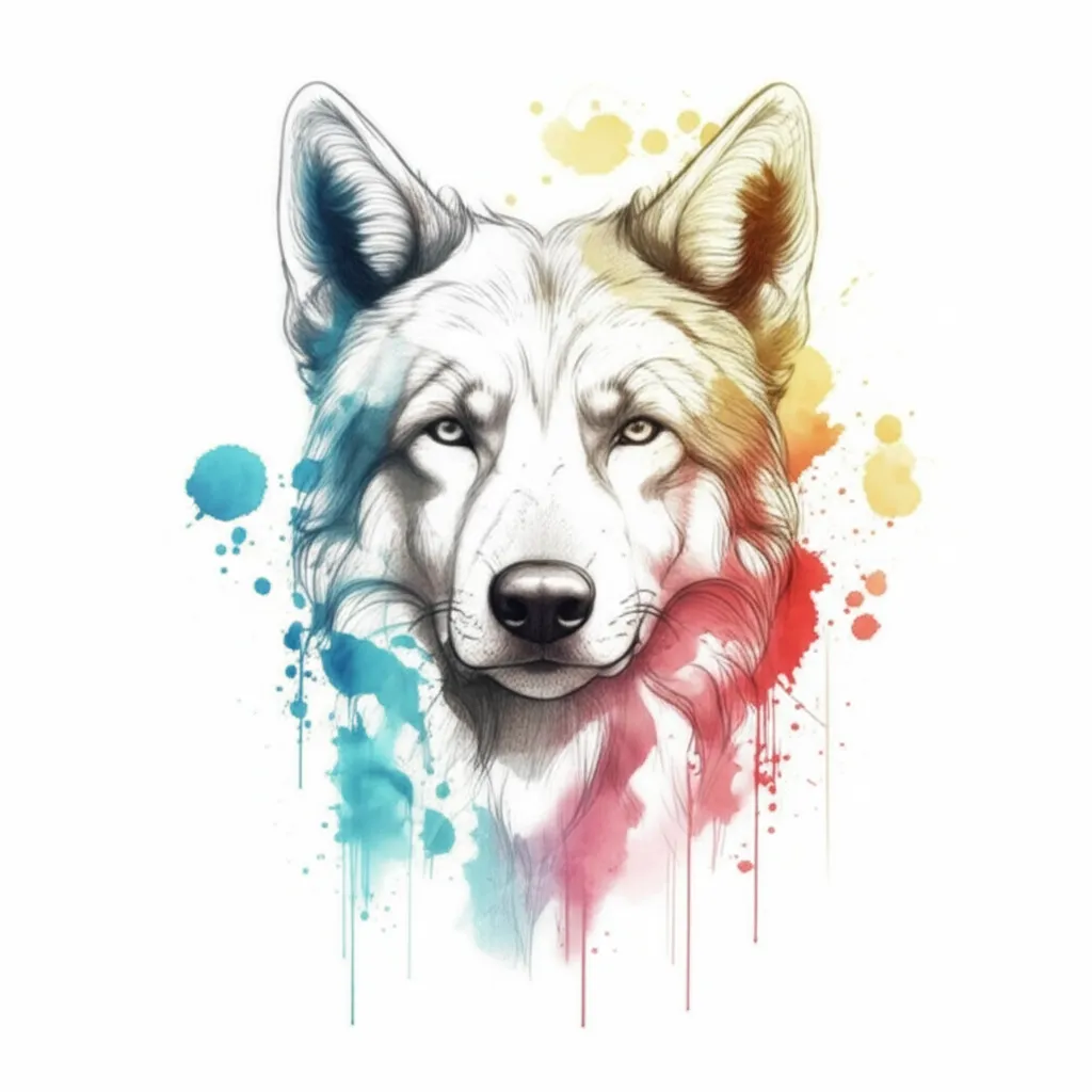 Watercolor Wolf Tattoo Design - Sierra Inspired Art
