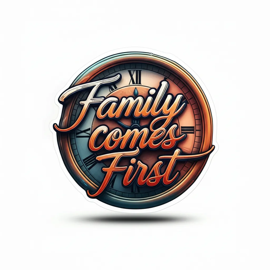 Family Comes First 3D Clock Tattoo Design