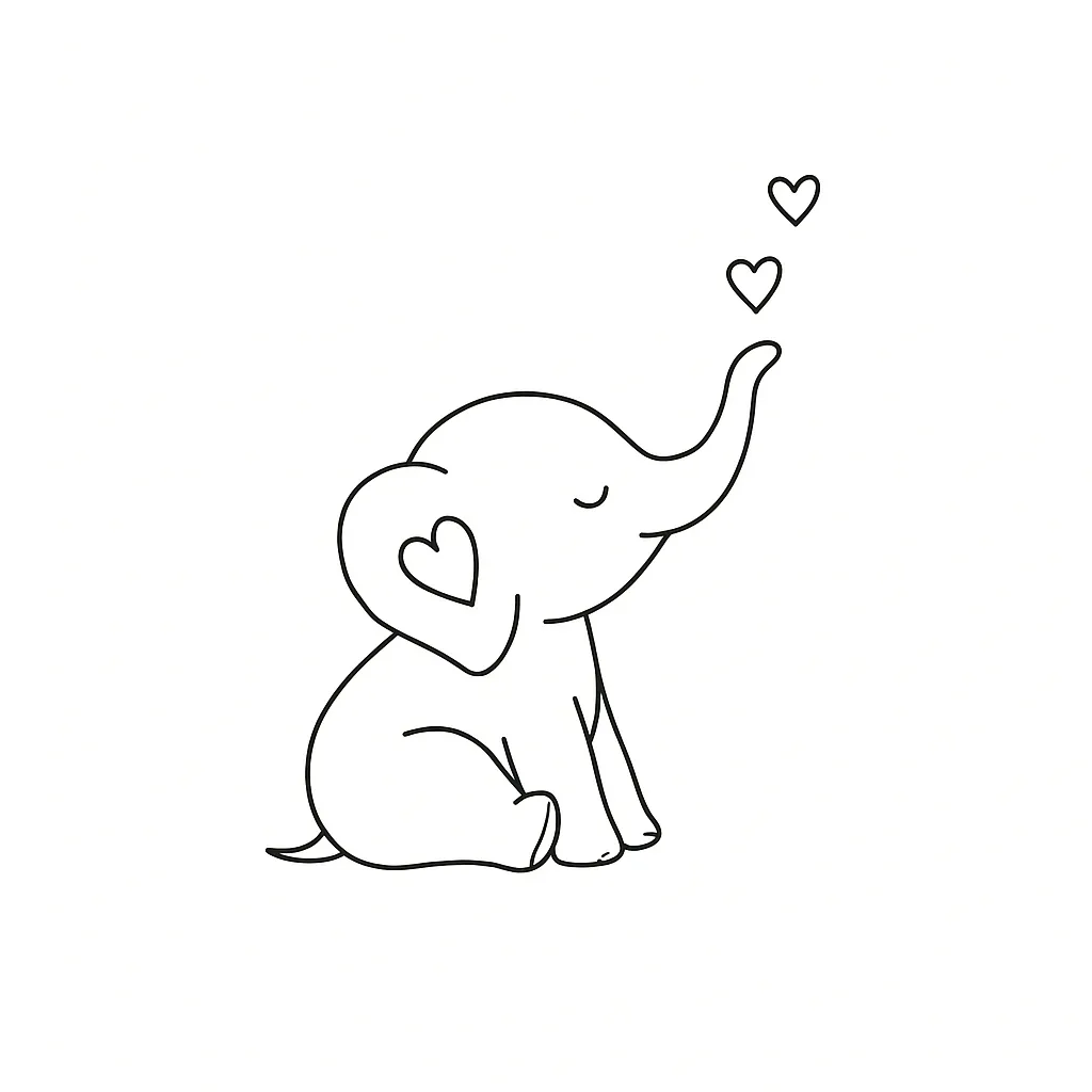 Minimalist Baby Elephant Tattoo with Hearts - Cute and Simple Design Minimalist Baby Elephant Tattoo with Hearts - Cute and Simple Design