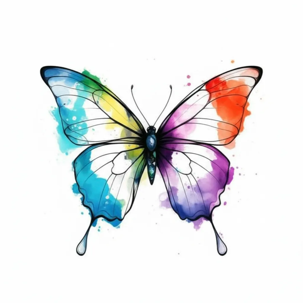 Watercolor Butterfly Tattoo Design - Colorful & Delicate Watercolor Butterfly Tattoo Design - Colorful & Delicate