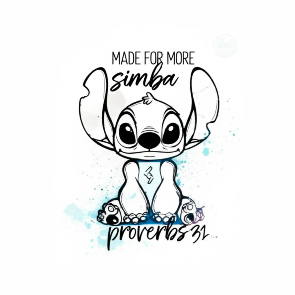 Stitch and Simba Watercolor Tattoo with Proverbs 31 Meaning