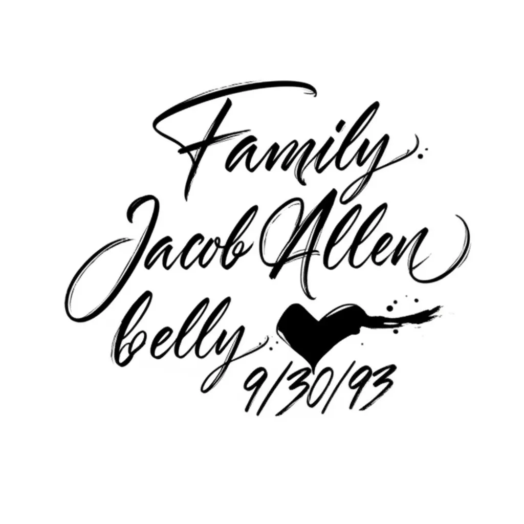 Family Name Tattoo Design: Jacob Allen Memorial