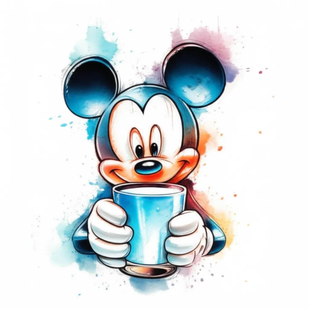 Mickey Mouse Stormtrooper Watercolor Tattoo with Blue Milk