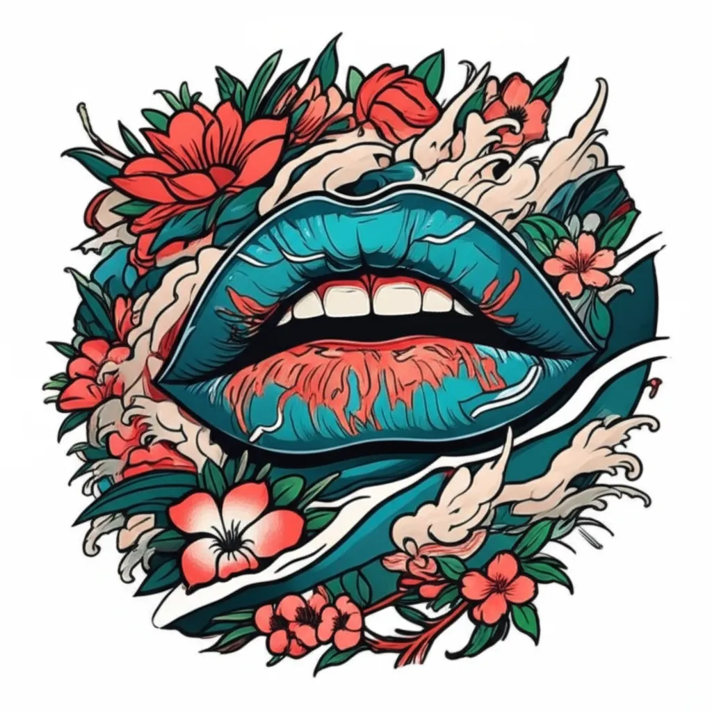 Japanese Traditional Lips Tattoo Design