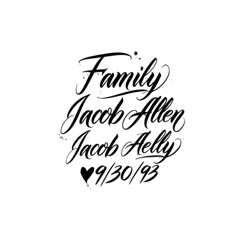 Family Name Tattoo - Jacob Allen Memorial Design