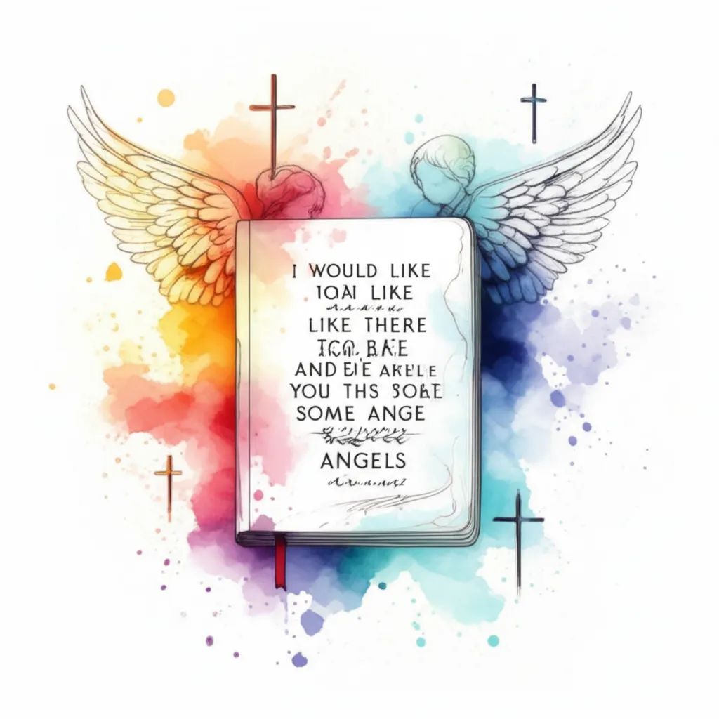 Watercolor Bible Verse Tattoo with Crosses and Angels