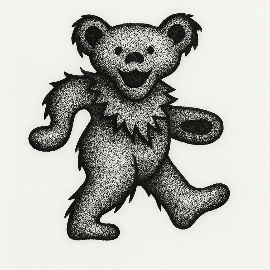 Dotwork Dead Bear Tattoo: A Grateful Dead Tribute Dotwork Dead Bear Tattoo: A Grateful Dead Tribute