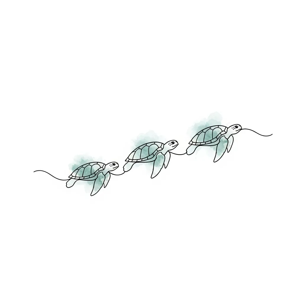 Minimalist Three Sea Turtles Watercolor Tattoo Idea Minimalist Three Sea Turtles Watercolor Tattoo Idea