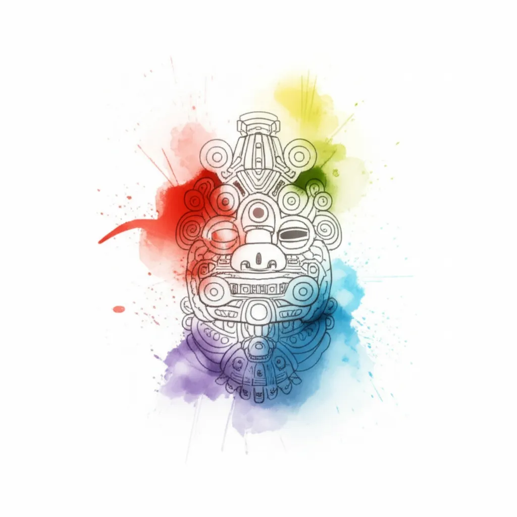 Aztec Mask Watercolor Tattoo Design Aztec Mask Watercolor Tattoo Design