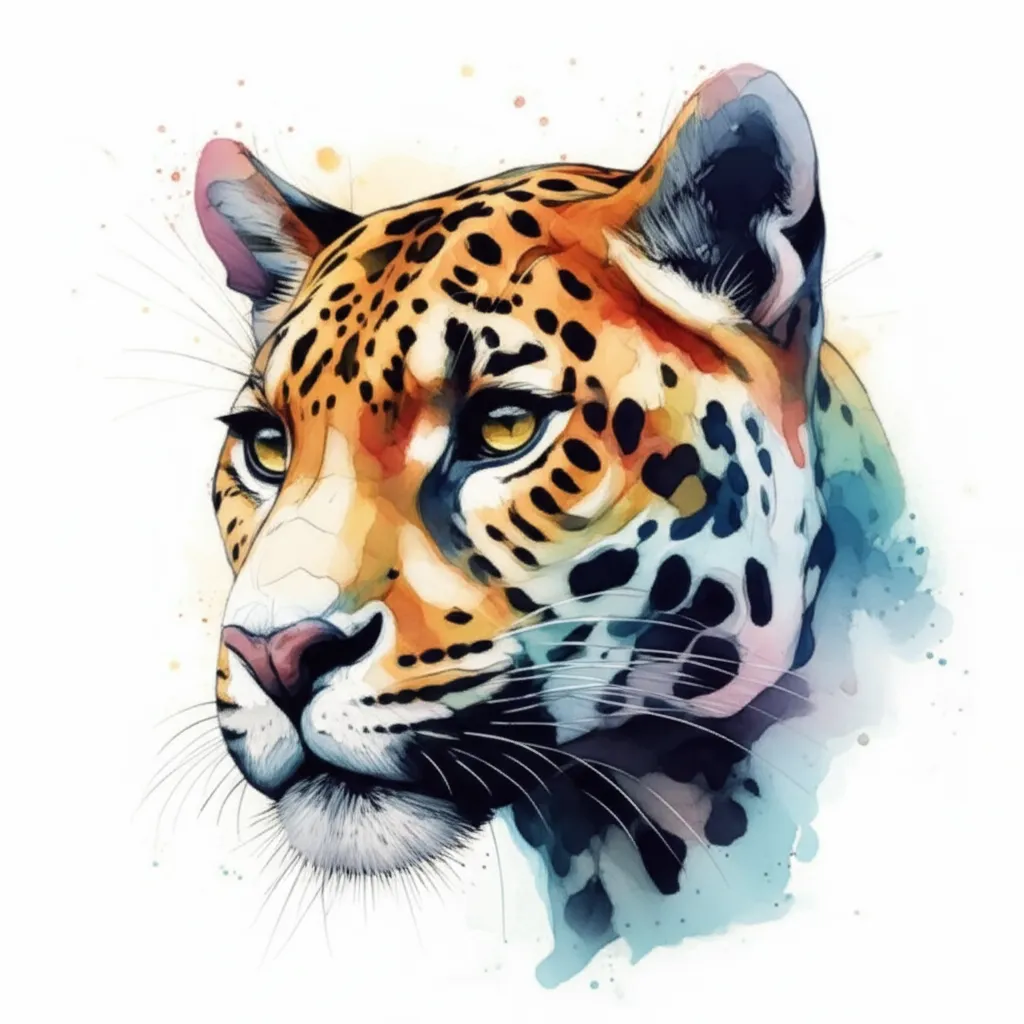Watercolor Jaguar Tattoo: Fierce Feline Design Watercolor Jaguar Tattoo: Fierce Feline Design