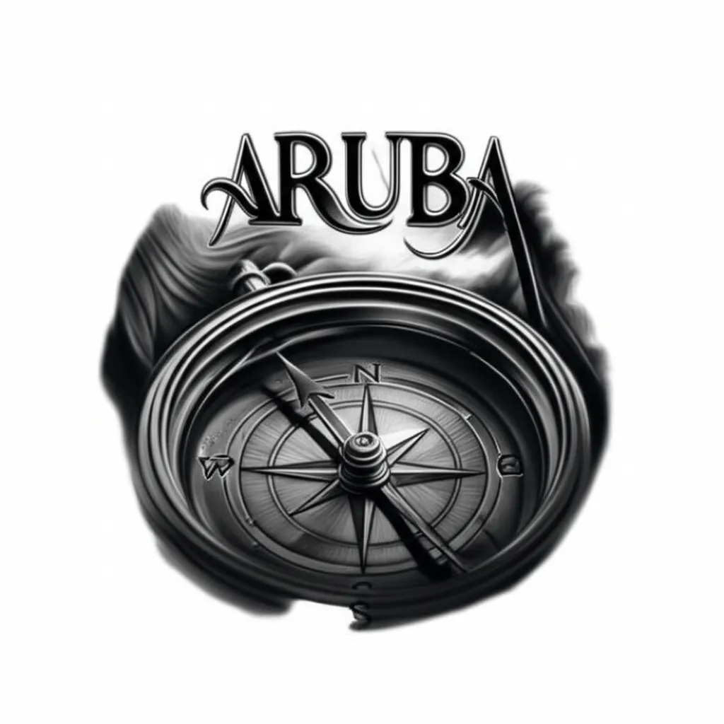 Aruba Coordinates Compass Realism Tattoo Design Aruba Coordinates Compass Realism Tattoo Design