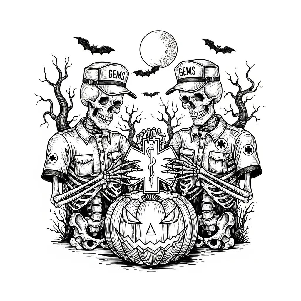 Gothic Paramedic Skeletons Carving Pumpkin Tattoo Idea Gothic Paramedic Skeletons Carving Pumpkin Tattoo Idea