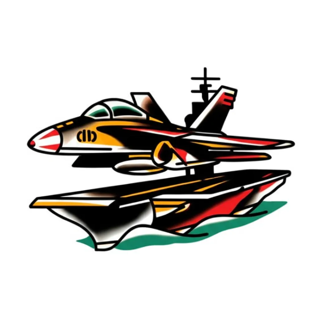 Old School F-18 Aircraft Carrier Landing Tattoo Design Old School F-18 Aircraft Carrier Landing Tattoo Design