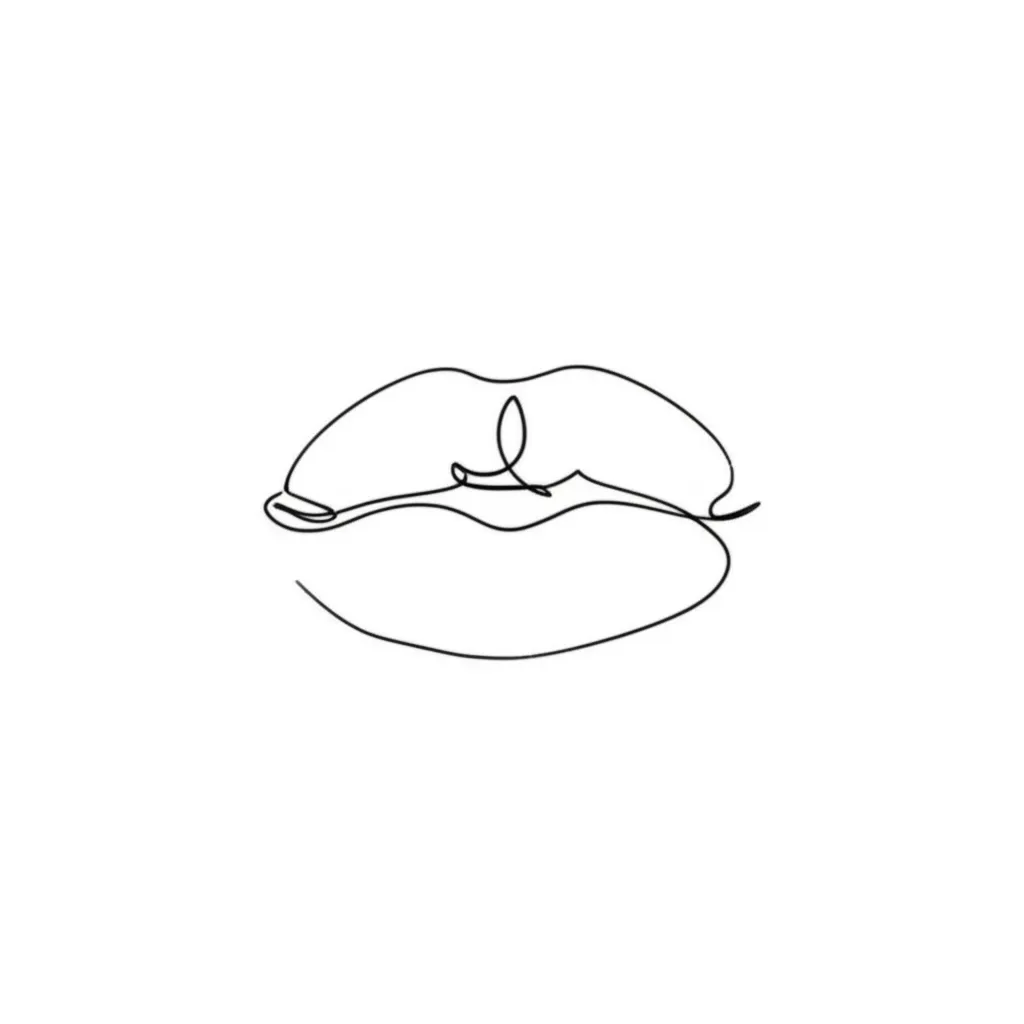 Minimalist Lips Tattoo Design - Simple Line Art