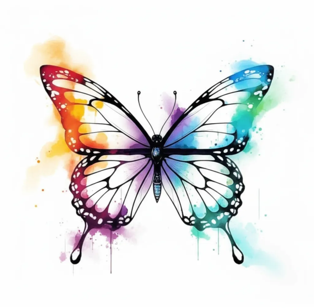 Watercolor Butterfly Tattoo Design Idea