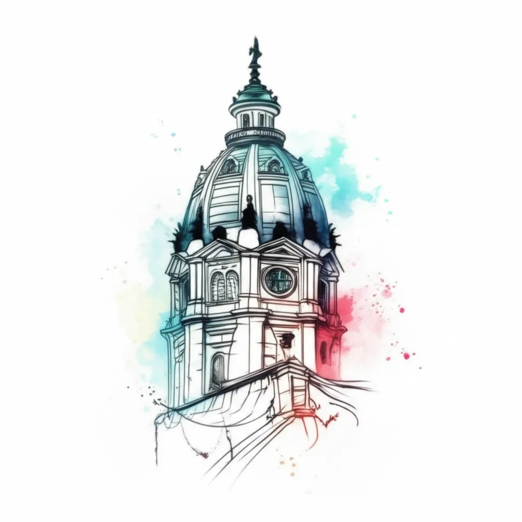 Watercolor Tattoo Design Combining Philadelphia and Virginia Watercolor Tattoo Design Combining Philadelphia and Virginia
