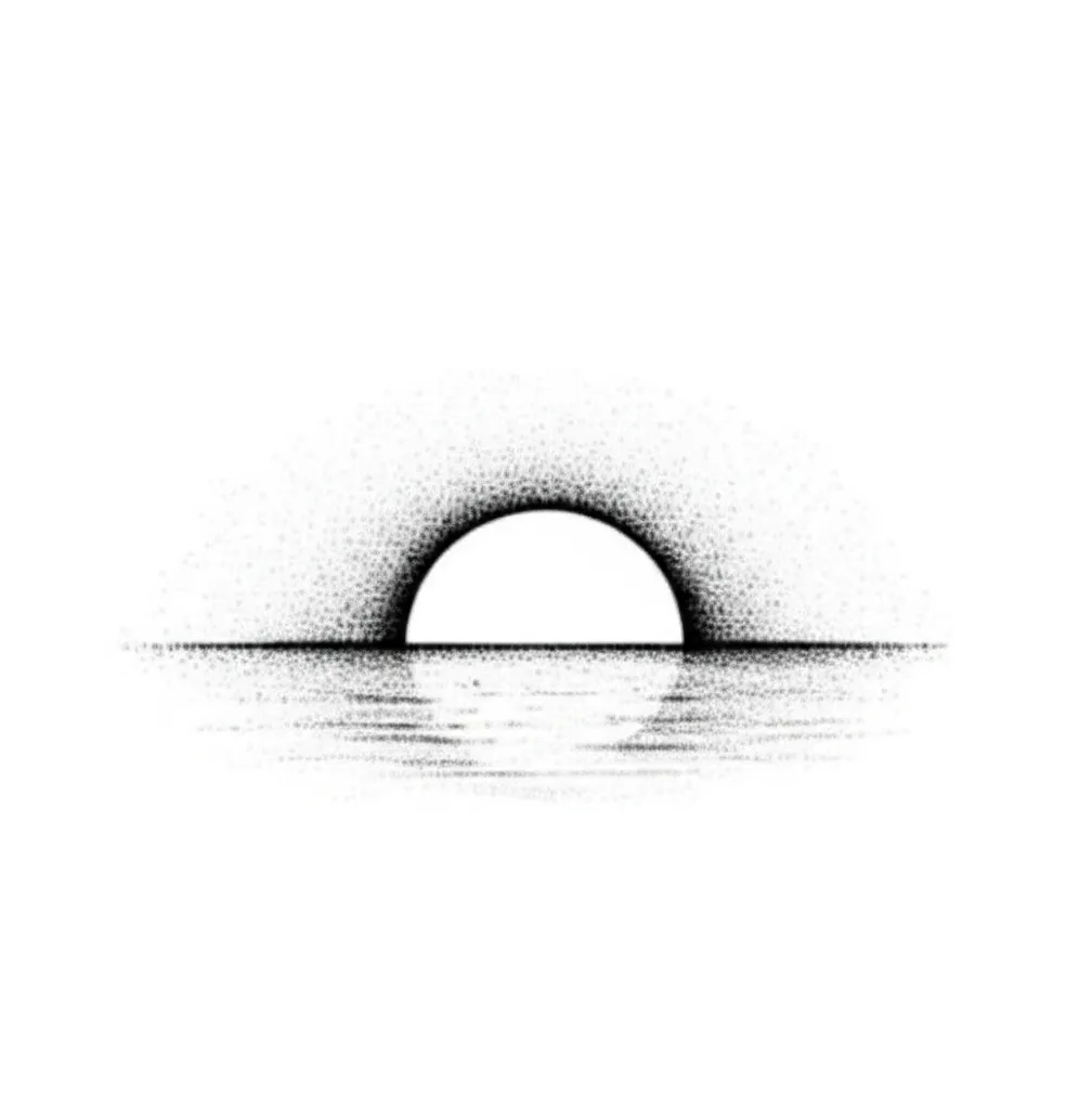 Fine Line Sunset Tattoo Design Idea