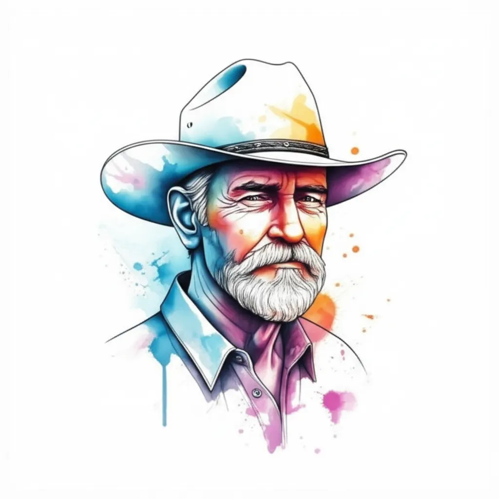 Watercolor Western Grandfather Memorial Tattoo Design Watercolor Western Grandfather Memorial Tattoo Design