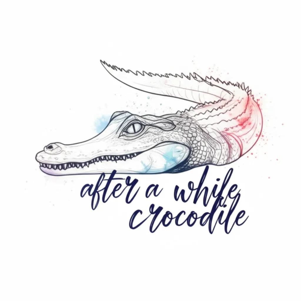 After a While Crocodile Watercolor Tattoo Design