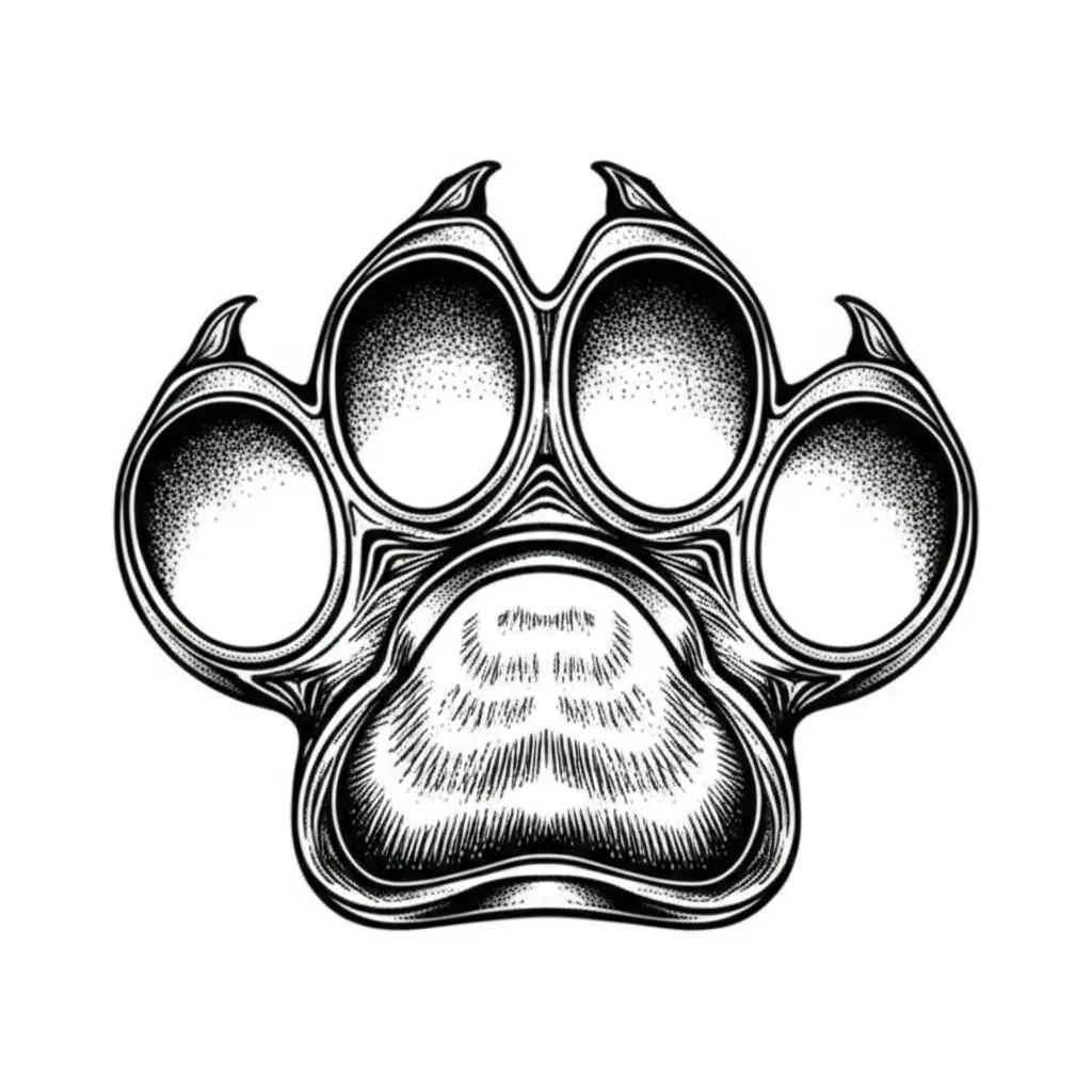 Gothic Dog Paw Brass Knuckles Tattoo Idea
