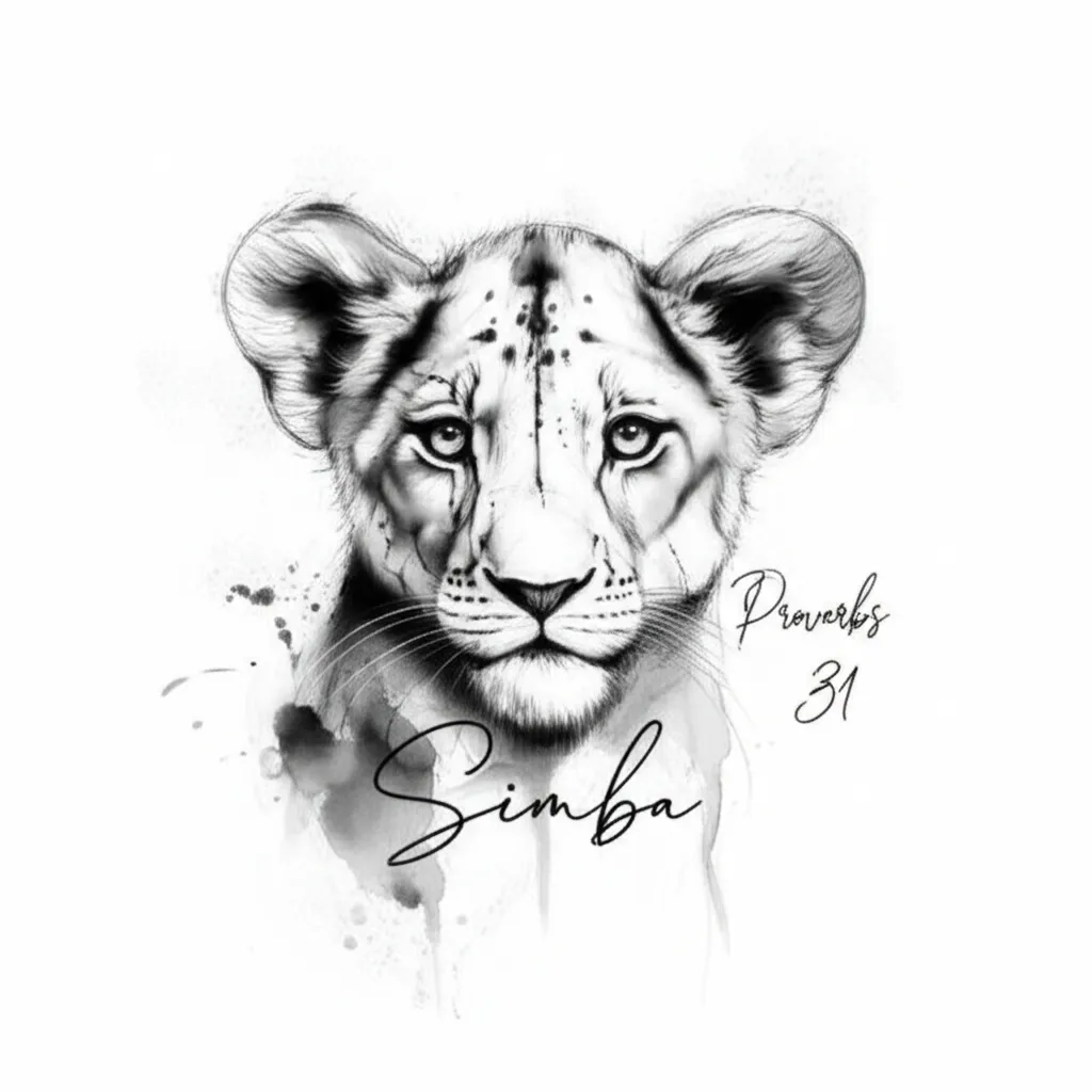 Simba Lion Watercolor Tattoo - Proverbs 31 Meaning