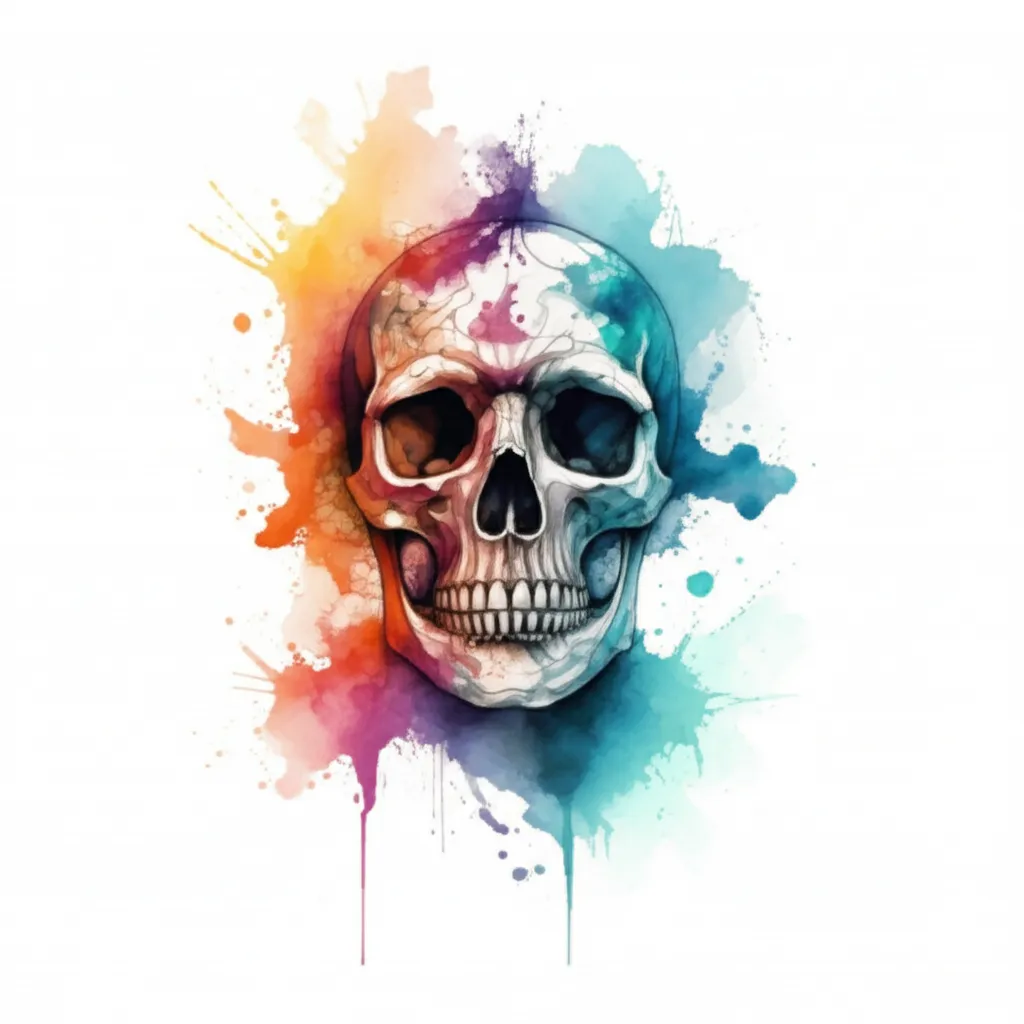 Watercolor Skull Tattoo: RIST TAKER FOREVER SOUL TAKER Watercolor Skull Tattoo: RIST TAKER FOREVER SOUL TAKER
