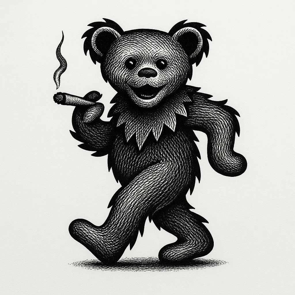 Grateful Dead Bear Blackwork Tattoo Design Grateful Dead Bear Blackwork Tattoo Design