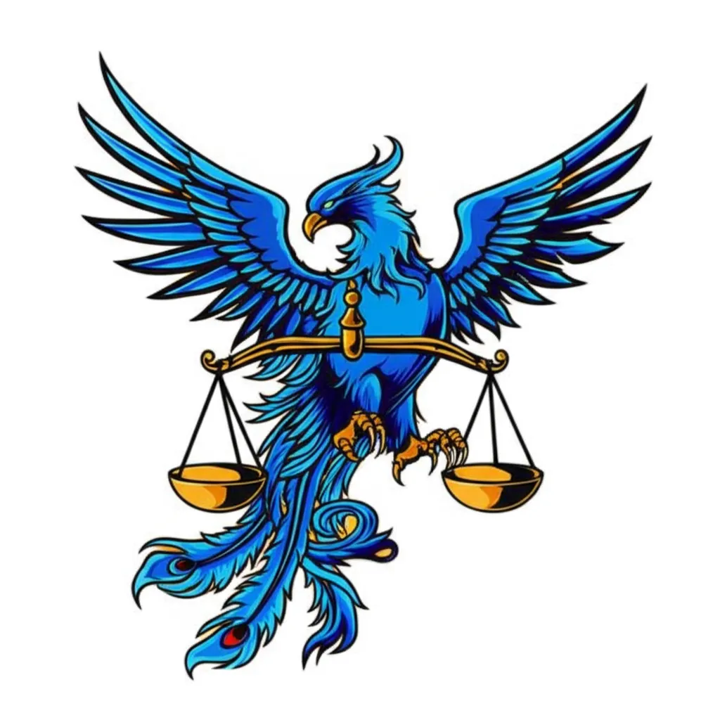 Blue Phoenix and Libra Scale Anime Tattoo Design