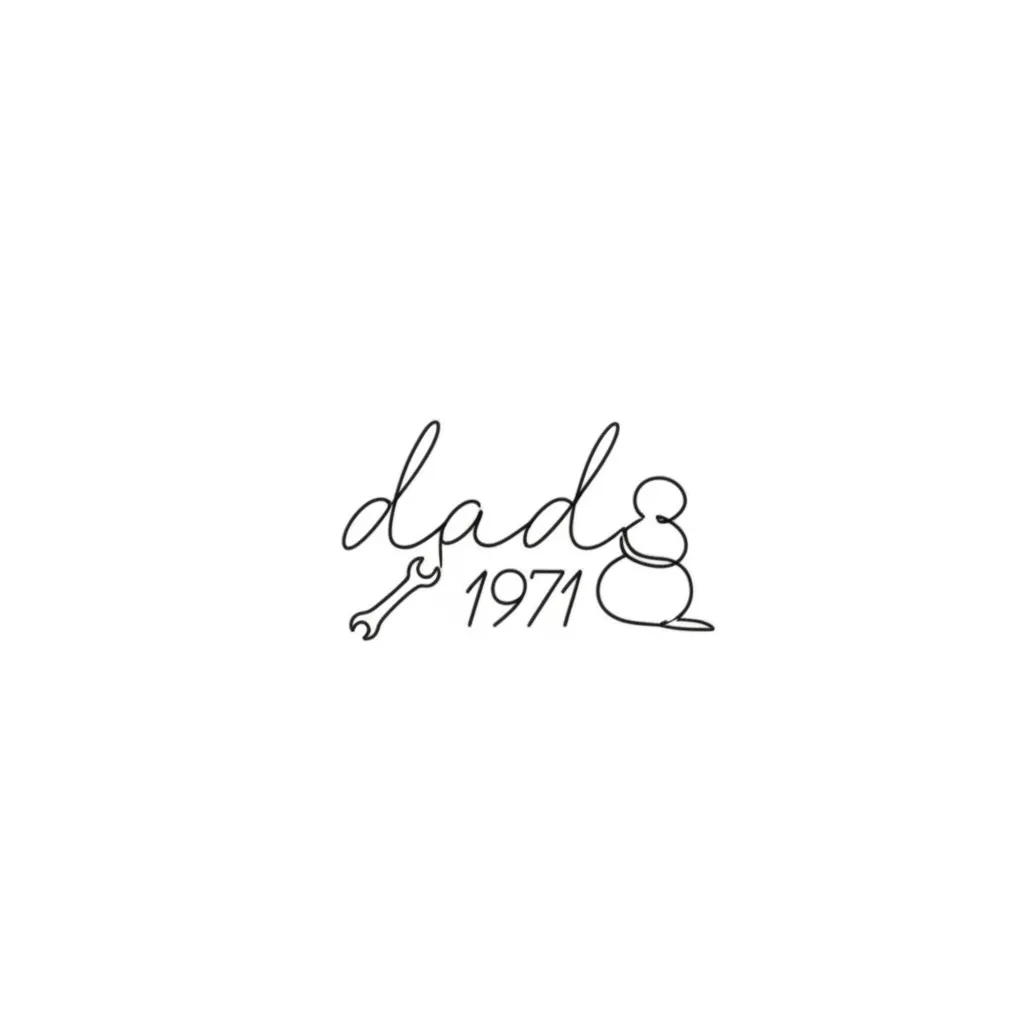 Minimalist 'Dad' Memorial Tattoo with Snowman and Wrench - 1971 Minimalist 'Dad' Memorial Tattoo with Snowman and Wrench - 1971
