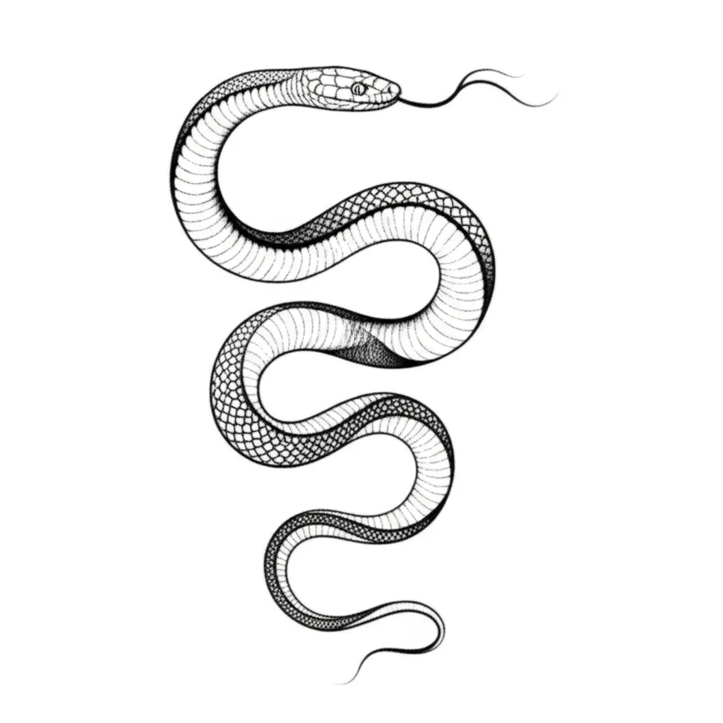 Fine Line Snake Stencil Tattoo Idea