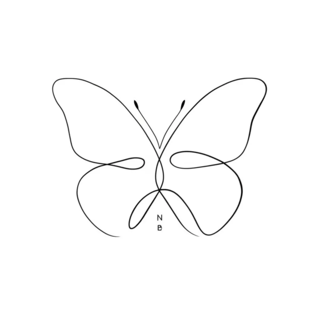Minimalist Butterfly Tattoo with Birthday Inscription