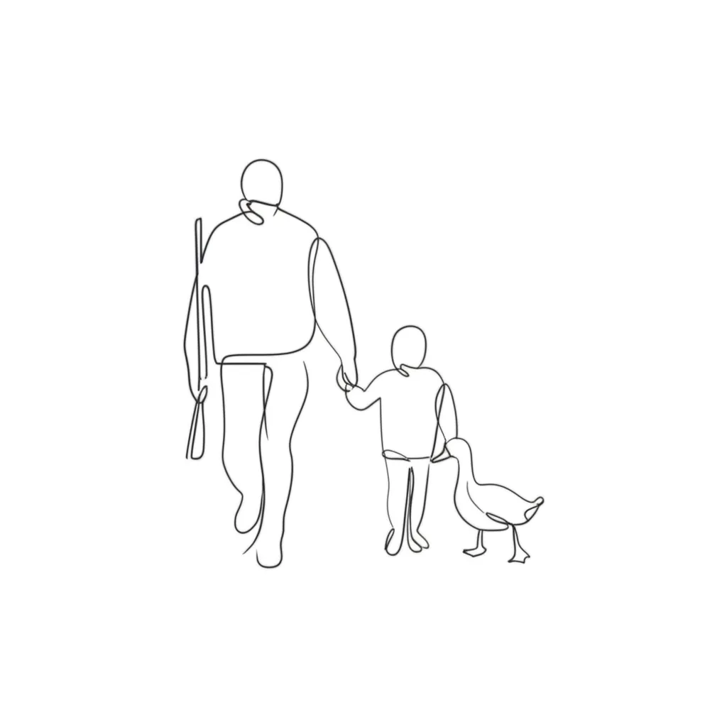 Minimalist Father and Son Duck Hunting Matching Tattoo Idea
