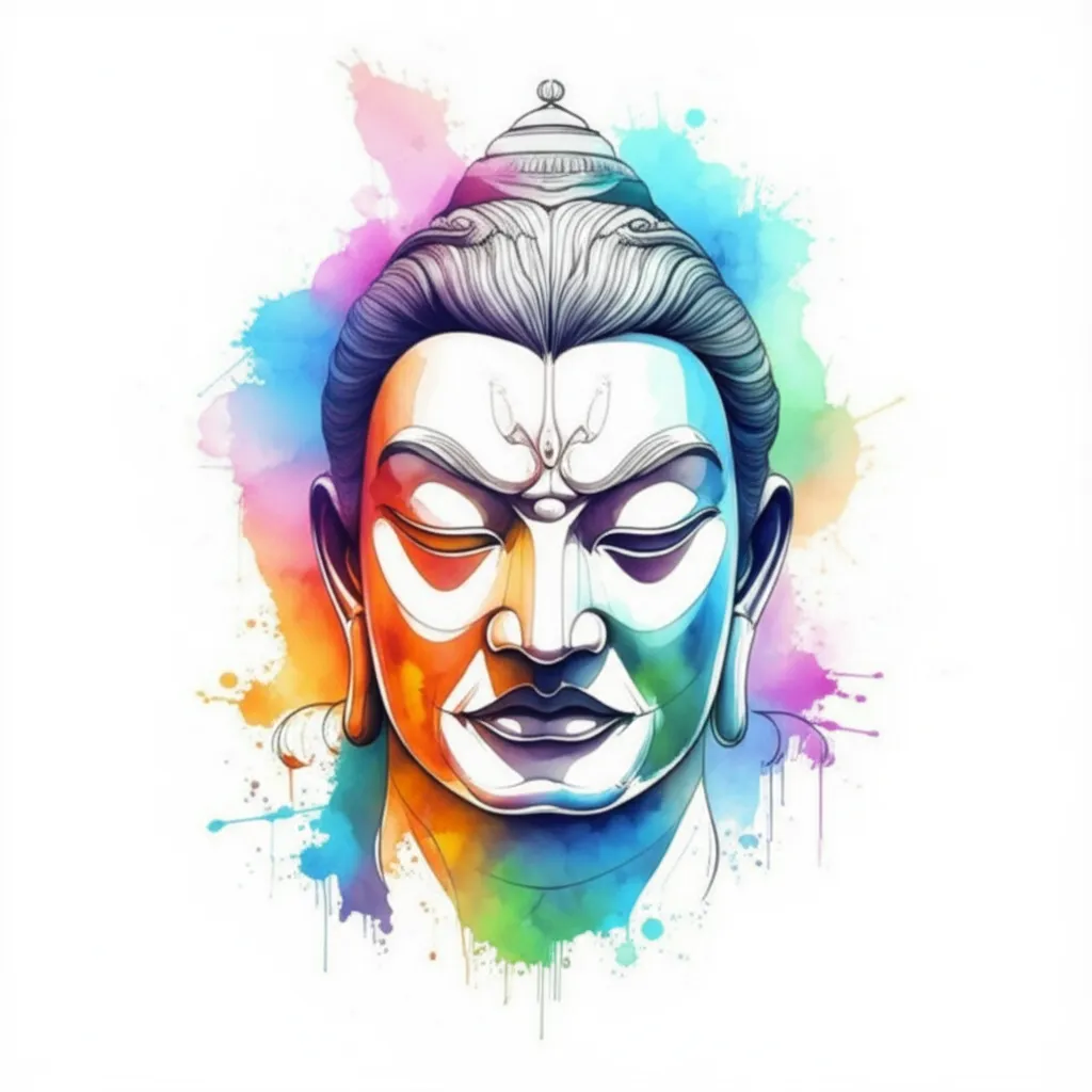 Watercolor Buddha Tattoo Design: Illustrative God Tattoo Idea