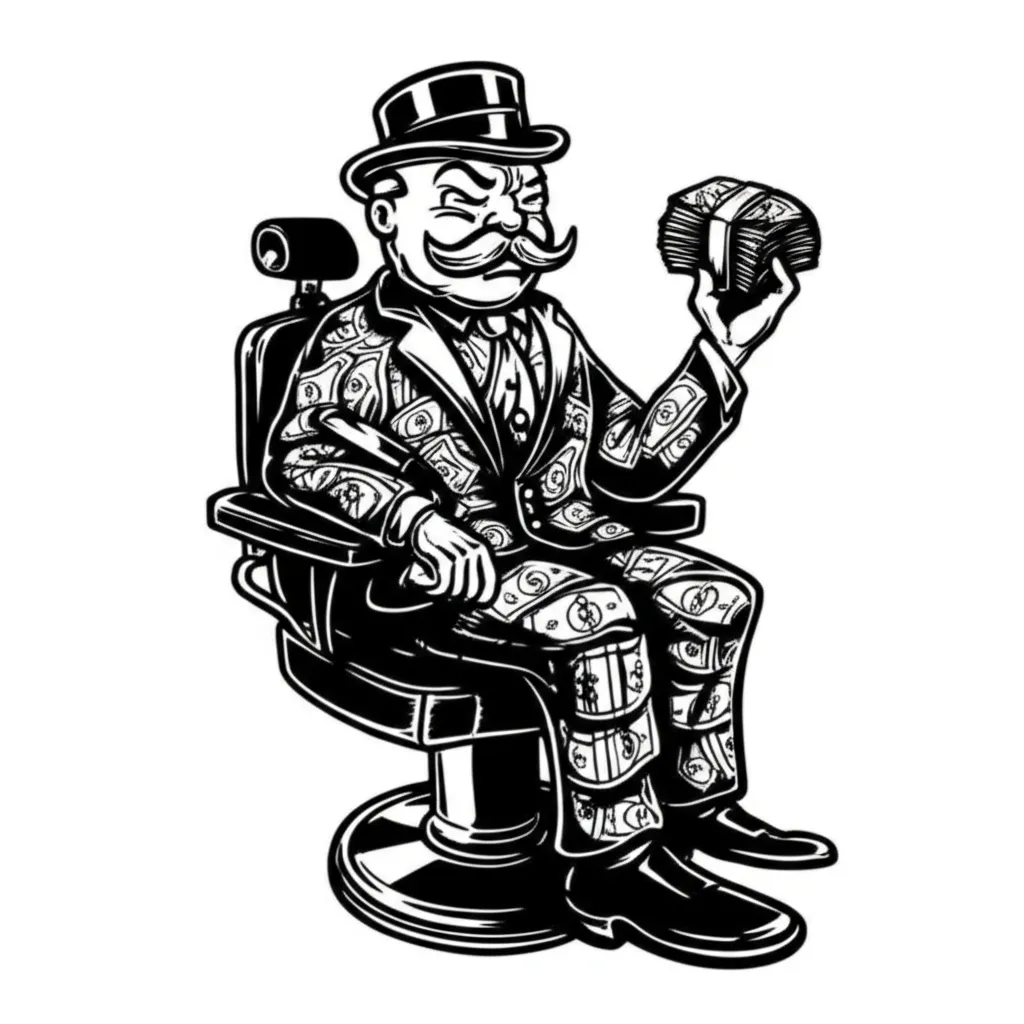 Monopoly Man Barber Tattoo in Graffiti Style - Money & Power