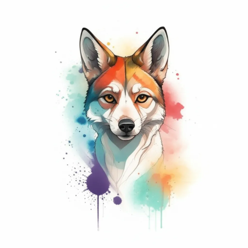 Watercolor Cartoon Wolf Arm Tattoo Idea