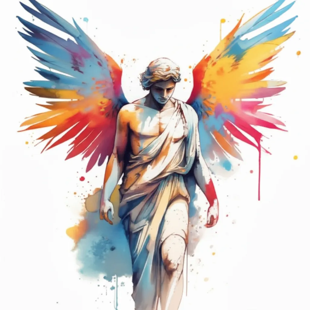 Fallen Angel Watercolor Tattoo Design