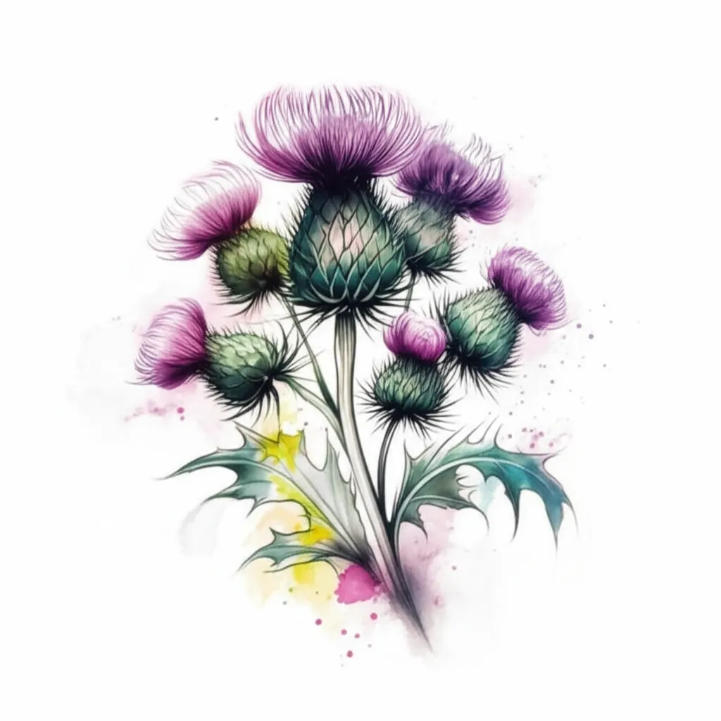 Watercolor Thistle Tattoo: Meaning, Design Ideas & Inspiration Watercolor Thistle Tattoo: Meaning, Design Ideas & Inspiration