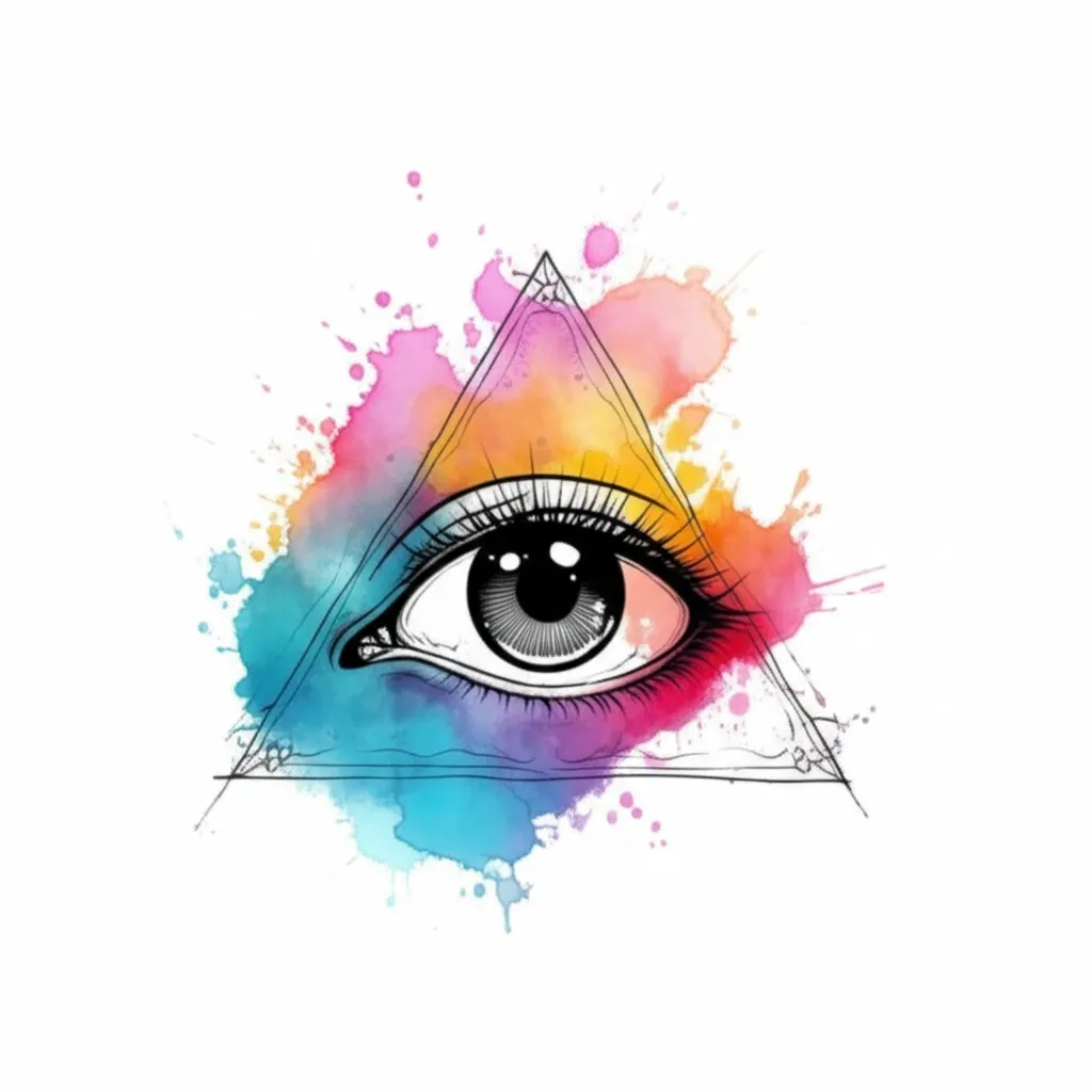 Watercolor Triangle Eye Tattoo Design Watercolor Triangle Eye Tattoo Design
