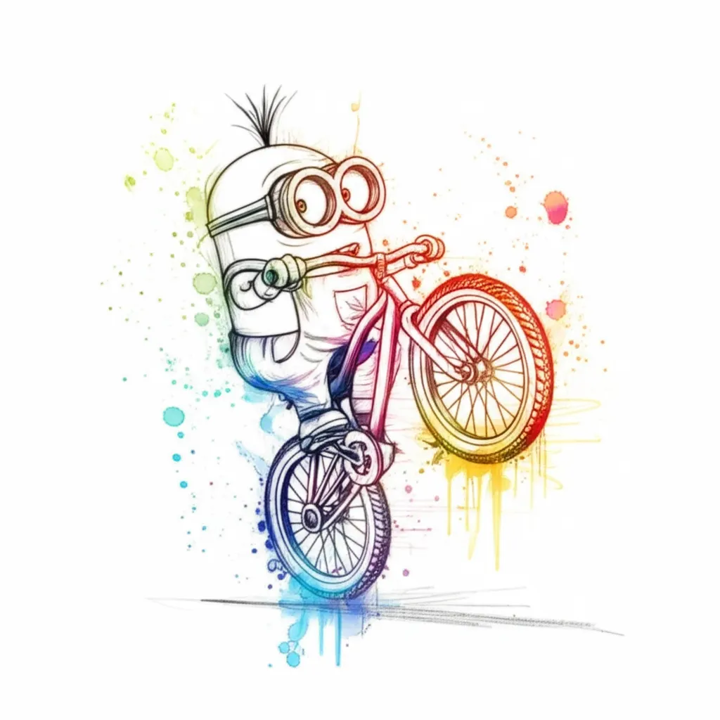 Minion Wheelie Tattoo in Watercolor Style