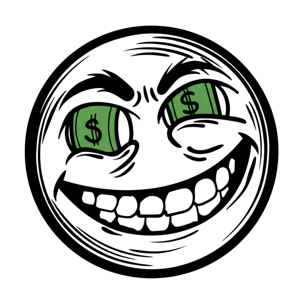 Full Moon Smiling with Money Eyes Graffiti Tattoo Full Moon Smiling with Money Eyes Graffiti Tattoo