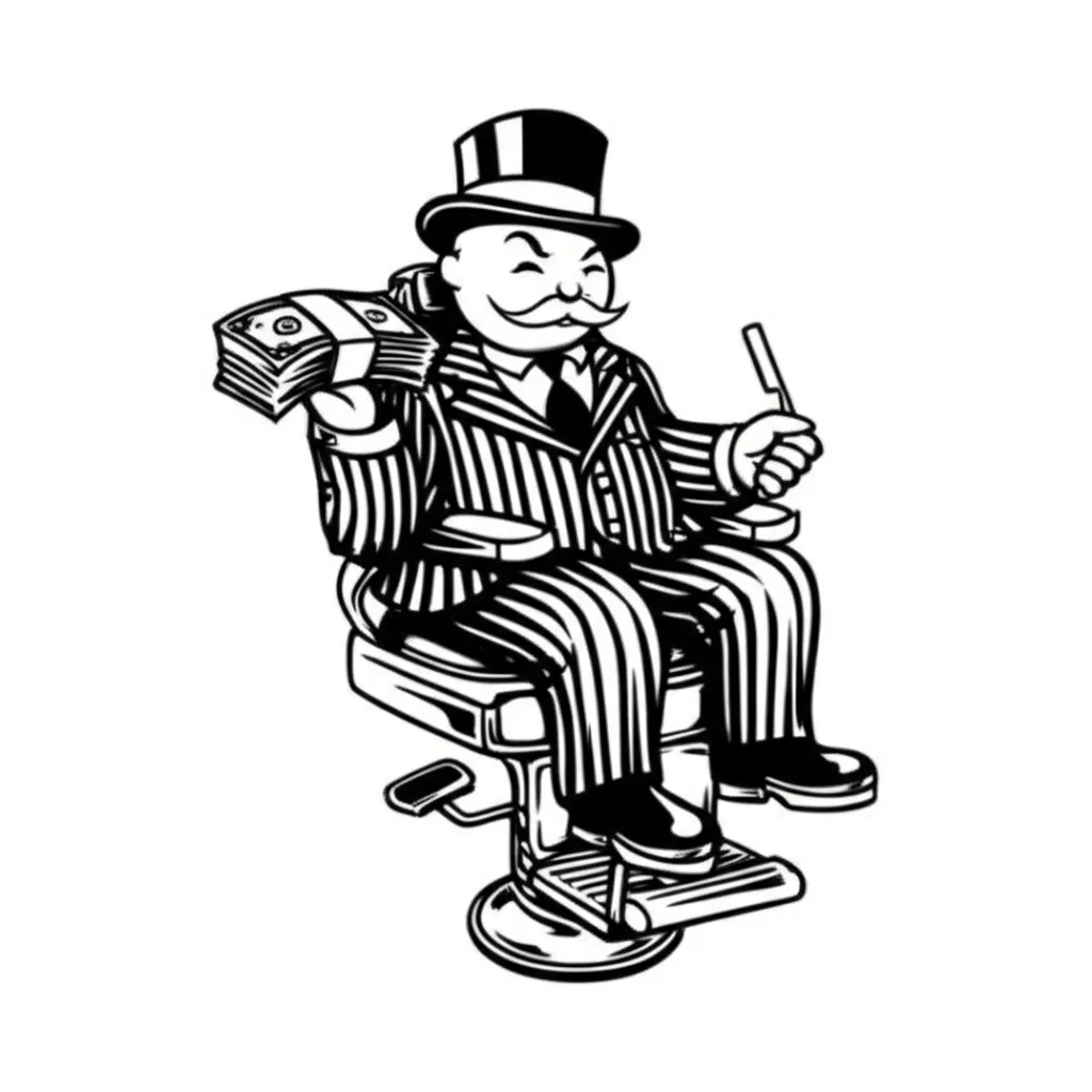 Monopoly Man Barber Tattoo in Graffiti Style
