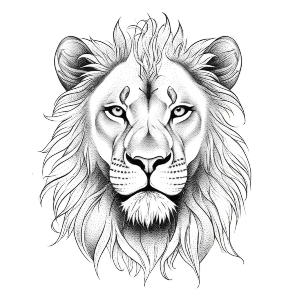 Fine Line Lion Tattoo Design: Symbol of Strength Fine Line Lion Tattoo Design: Symbol of Strength